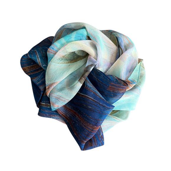 Metropolitan Museum Of Art Silk Scarf MMA Made In Italy Peacock Feather Sheer - Picture 8 of 8